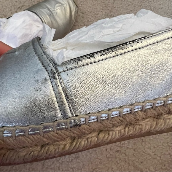 Saint Laurent YSL Logo Espadrille Flat in Silver size 36.5 - Picture 4 of 9
